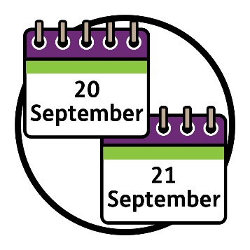 2 calendars. The first calendar reads '20 September' and the second calendar reads '21 September'.