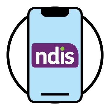 A phone with the my NDIS app on the screen.