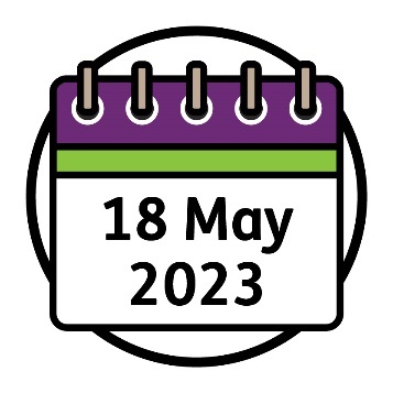 A calendar that says '18 May 2023'.