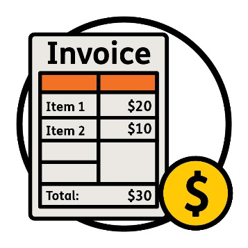 An invoice document showing cost of services next to a dollar sign.