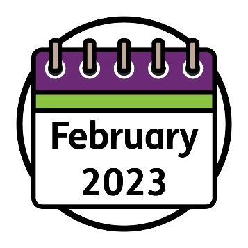 A calendar that says 'February 2023'.