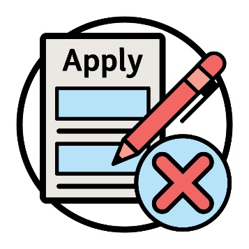 An application document next to a cross.