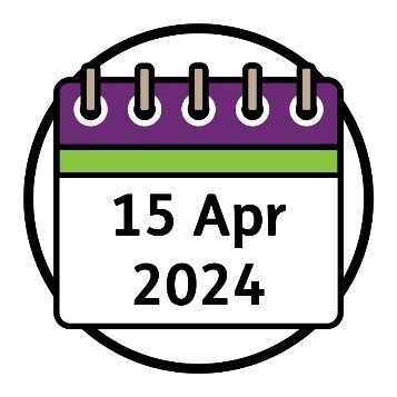 A calendar that says '15 April 2024'.