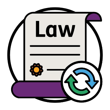 A law document with a change icon.