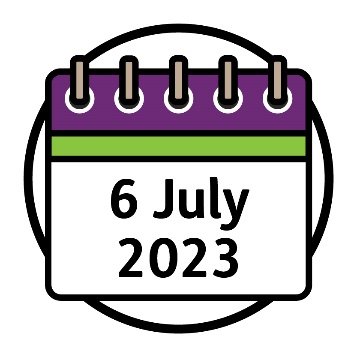 A calendar that reads '6 July 2023'.