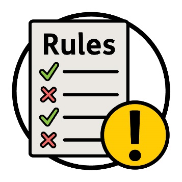 A 'Rules' document with an importance icon next to it.