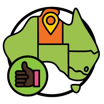 A map of Australia with the Northern Territory highlighted. There is a thumbs up next to it.