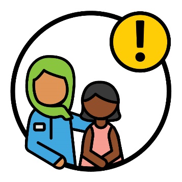 A support worker assisting a participant. Above them is an importance icon.