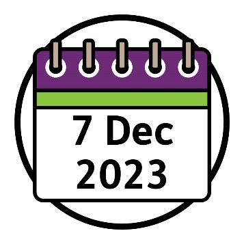 A calendar showing '7 December 2023'.