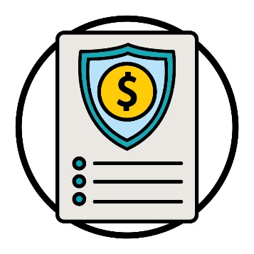 An insurance document with a shield with a dollar sign on it.