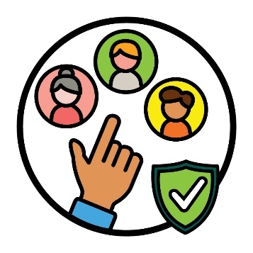 A hand choosing between 3 providers with a safety icon.