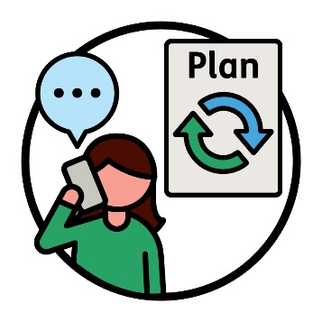A participant having a conversation on the phone and a plan document showing a change icon.