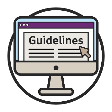 Website icon with a guidelines document opened.