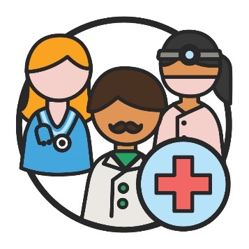 Health care workers, a nurse, a dentist and a doctor. 