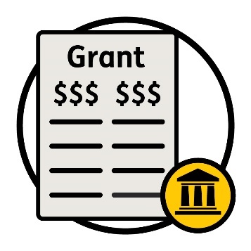 Grant document icon and a government icon.