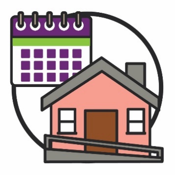 An icon of a calendar and a house.