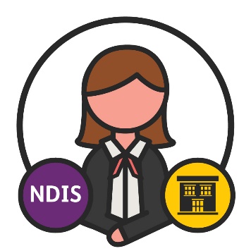 An icon of a person with the NDIS logo and a prison icon below them. 