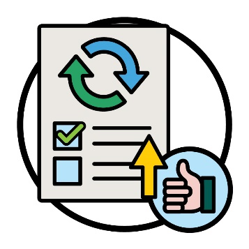 A Reform for Outcomes document with a change icon on it. Next to the document is a make better icon.