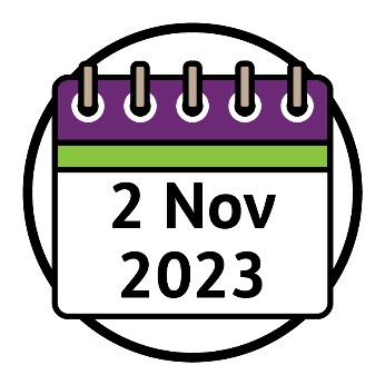 A calendar that reads '2 November 2023'.