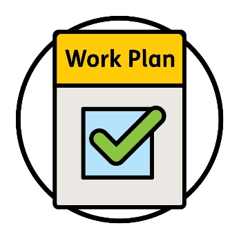 A Work Plan document with a tick on it.