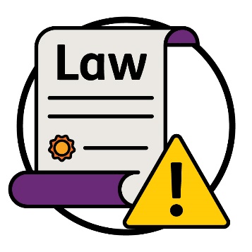 A law document with a problem icon next to it.