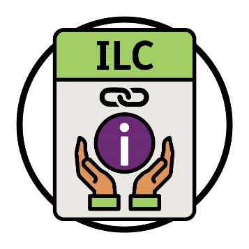 An 'ILC' document with a chain link icon and 2 hands supporting an information icon on it.