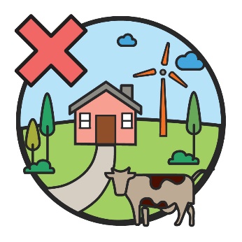 A cow and a home in a remote area, with a cross.