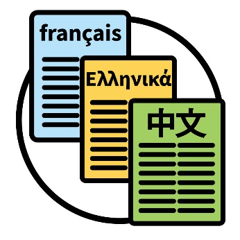 Icons of documents in different languages