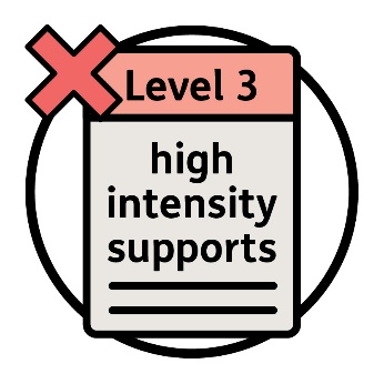 A document showing 'Level 3 high intensity supports', with a cross on it.