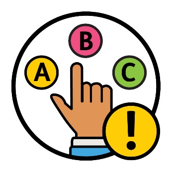 A hand choosing between 3 options, with an important icon.