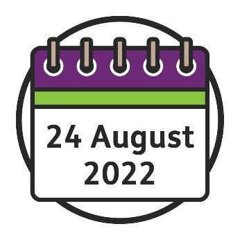 A calendar showing '24 August 2022'. 