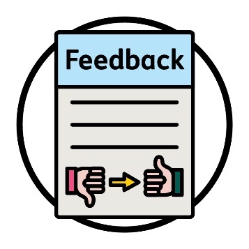 A document titled 'Feedback' showing an arrow pointing from a thumbs down to a thumbs up.