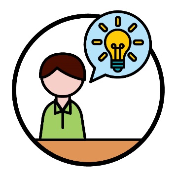 A person with a speech bubble showing a lightbulb.