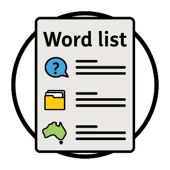 A word list document showing images and text.