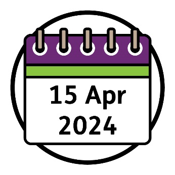 A calendar showing '15 April 2024'.