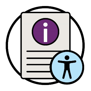 A document showing an information icon and an accessibility icon.