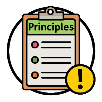 A principles document showing a list and an importance icon.