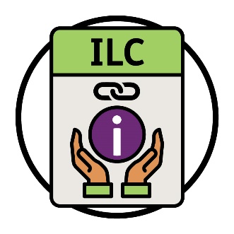 An ILC document showing a link icon and 2 hands supporting an information icon.