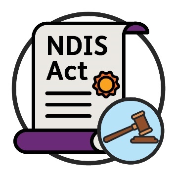 Icon of the NDIS Act, showing a law symbol. 