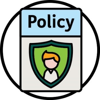 A policy icon with a safety symbol on it. 