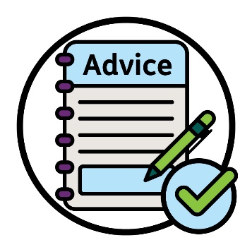 An advice document with a pen and tick.