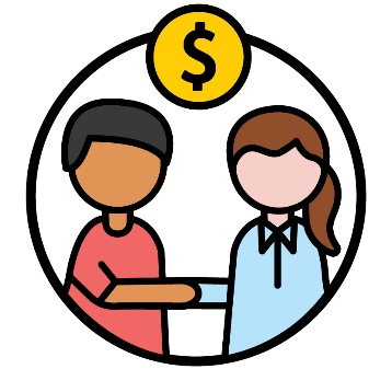 2 people shaking hands and above them is a dollar sign.