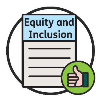 Equity and Inclusion document with a thumbs up.