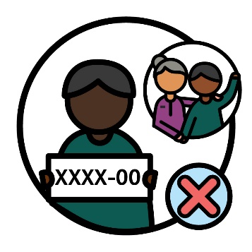 A person holding a sign that says 'XXXX-00'. Next to them is a supports icon and a cross.