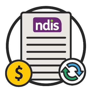 An NDIS document, dollar sign and change icon.