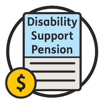Disability Support Pension document with a dollar sign.