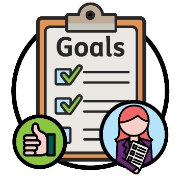 A goals document, NDIA worker and thumbs up.