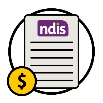 An NDIS plan document and a dollar sign.