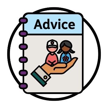 An advice document showing a hand holding a child and a young person.