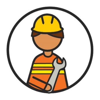 A person wearing a hard hat and holding a tool.